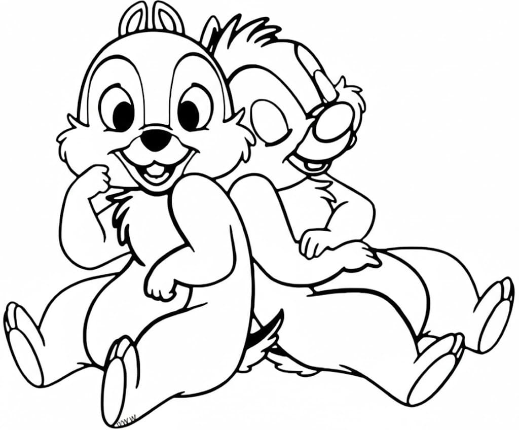 チップとデール 無料で印刷可能 ぬりえ