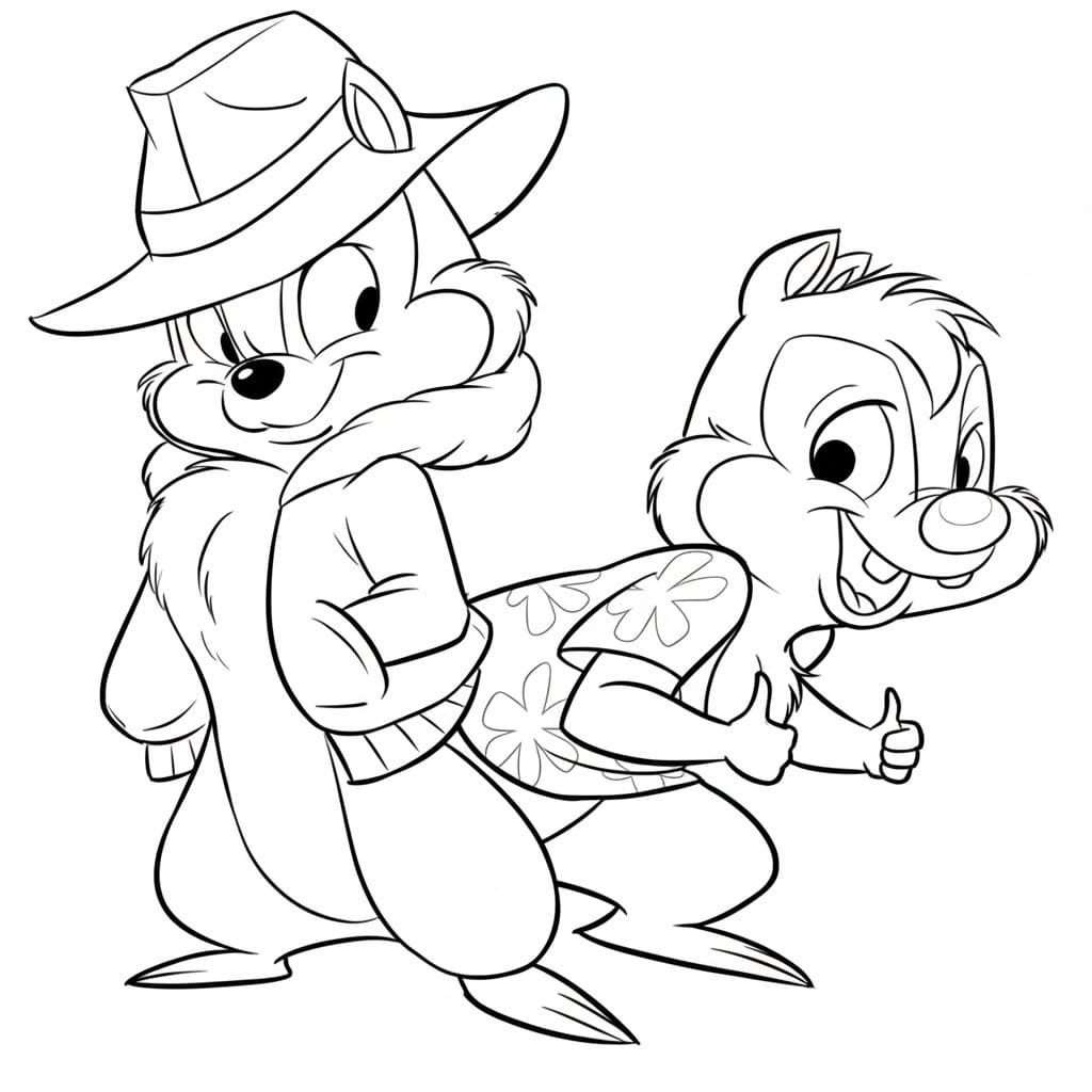 チップとデール 無料で ぬりえ