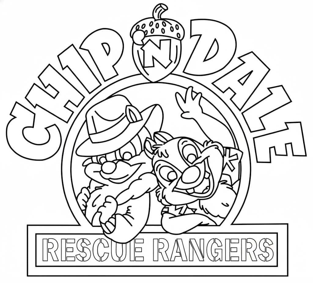 チップとデール 無料 ぬりえ