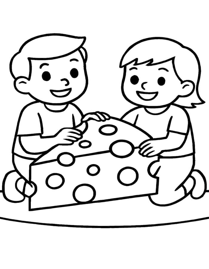 チーズ 単純 ぬりえ