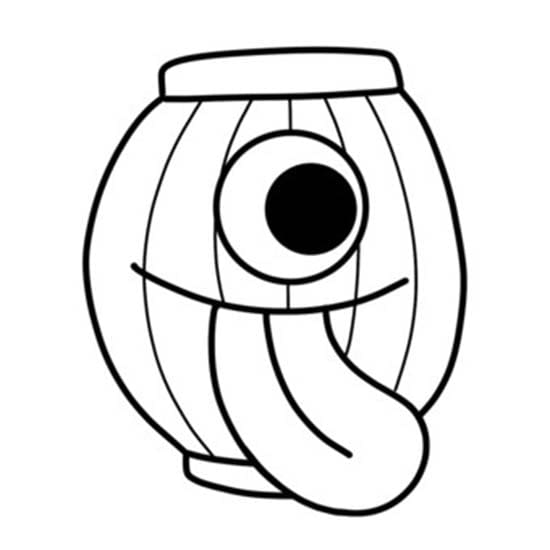 ちょうちんおばけ 6 ぬりえ