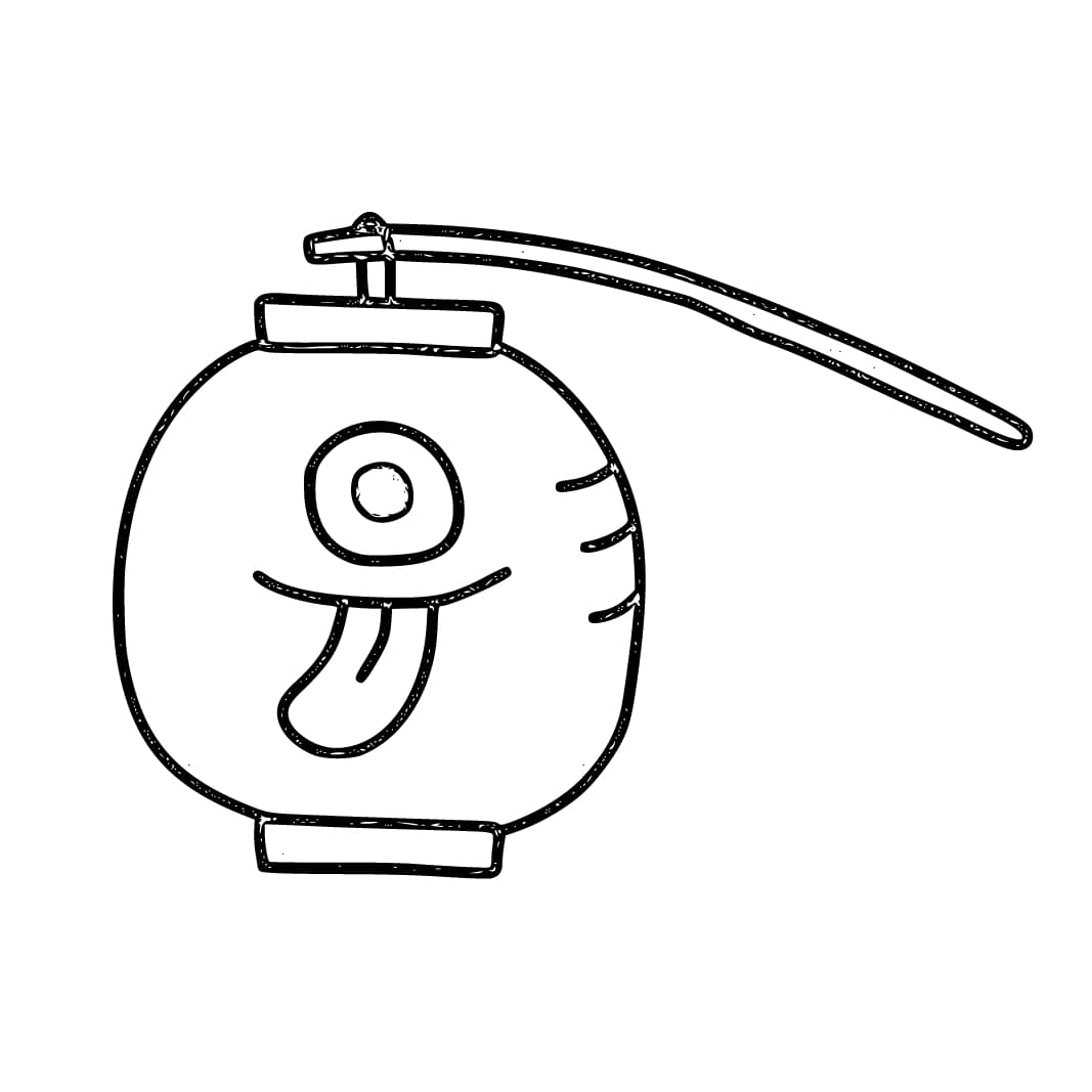 ちょうちんおばけ シンプルな画像 ぬりえ