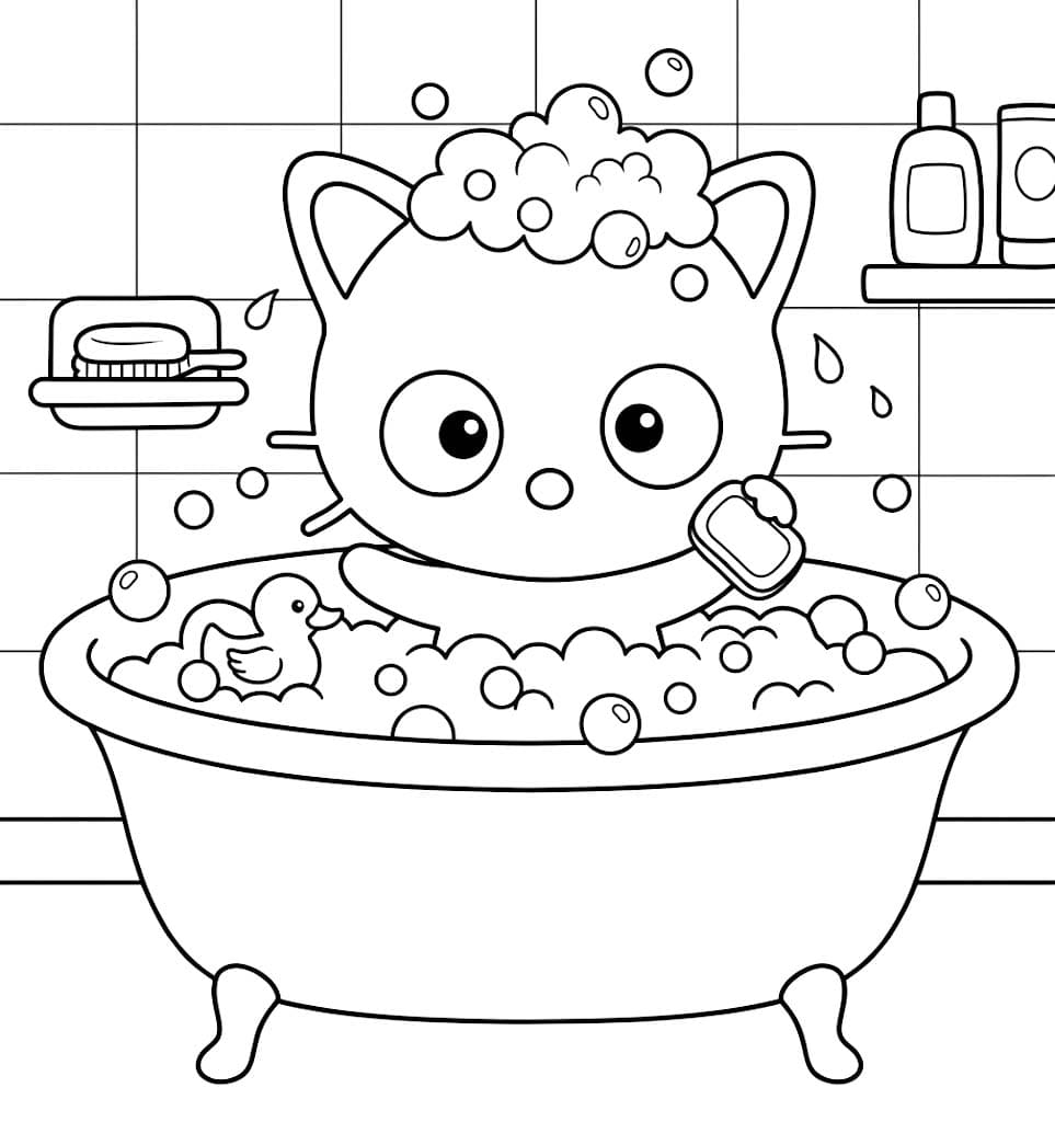 チョコキャット 基本的な ぬりえ