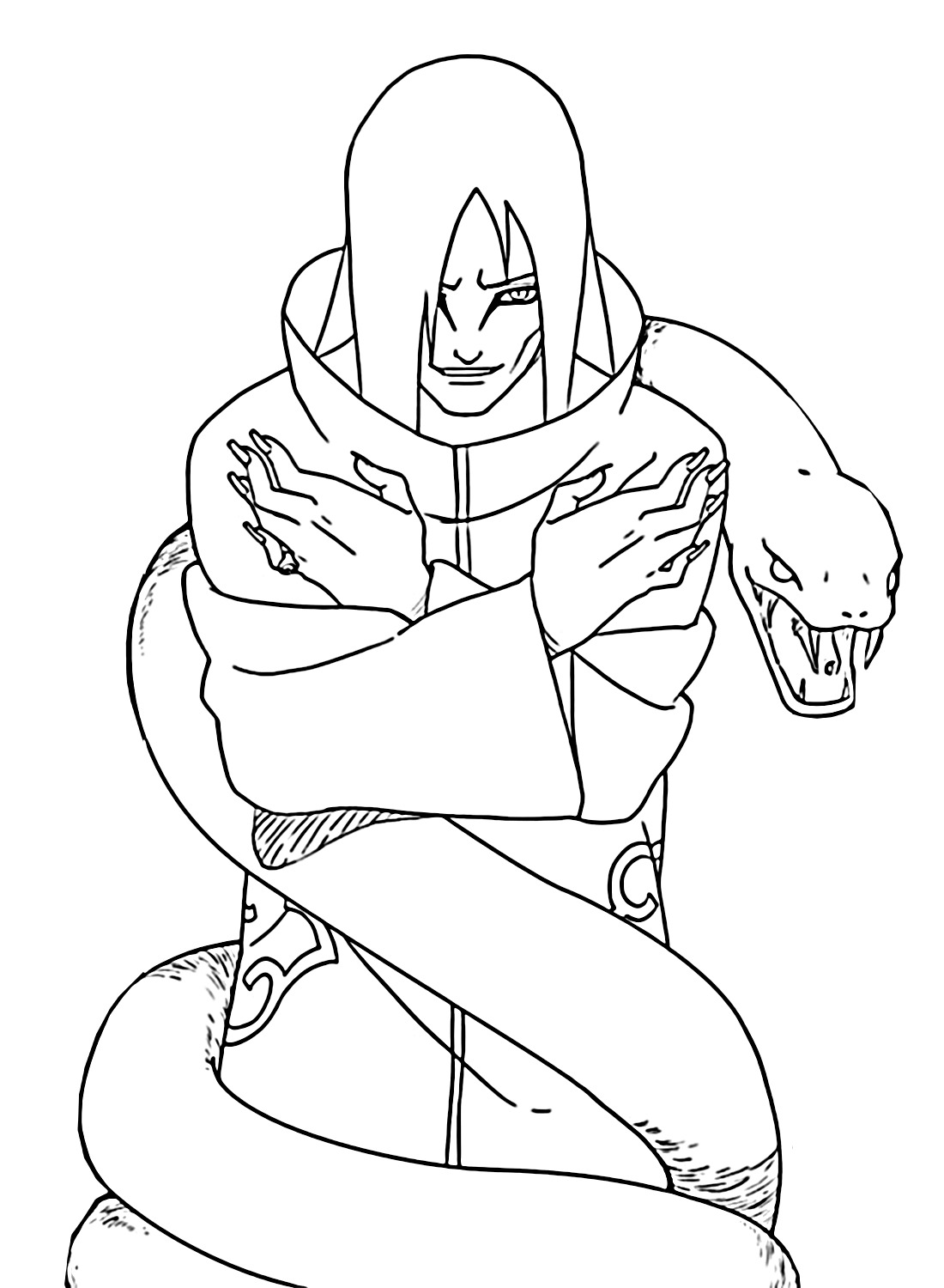 大蛇丸の基本を描く ぬりえ