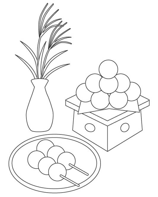 団子 描く ぬりえ