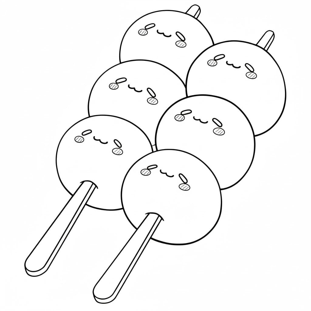 団子 無料で印刷可能 ぬりえ