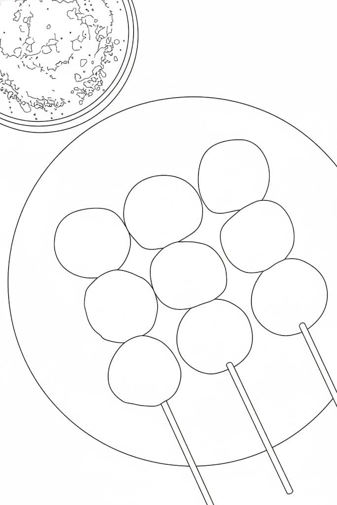 団子 スケッチ ぬりえ