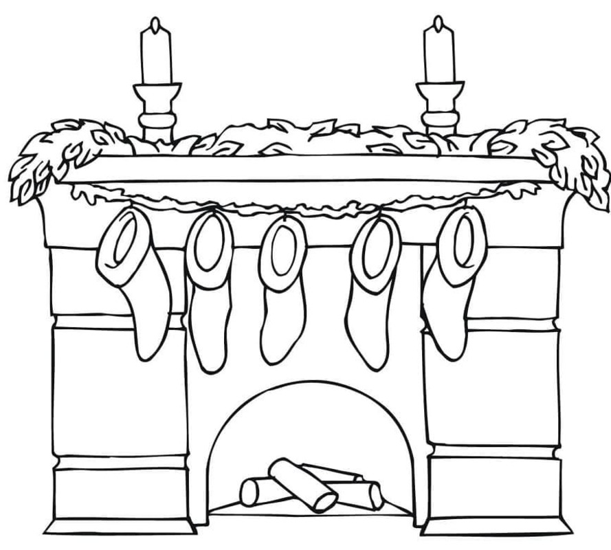 暖炉 無料で印刷可能 ぬりえ