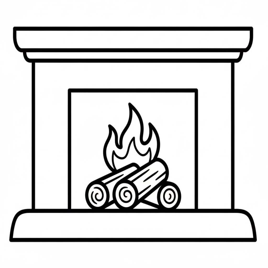 暖炉の風景 ぬりえ
