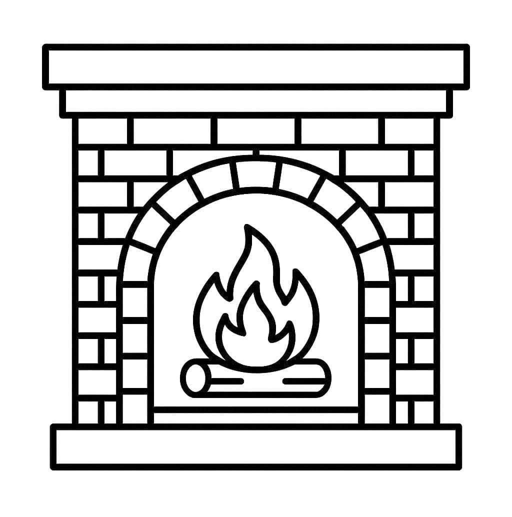 暖炉の光 ぬりえ