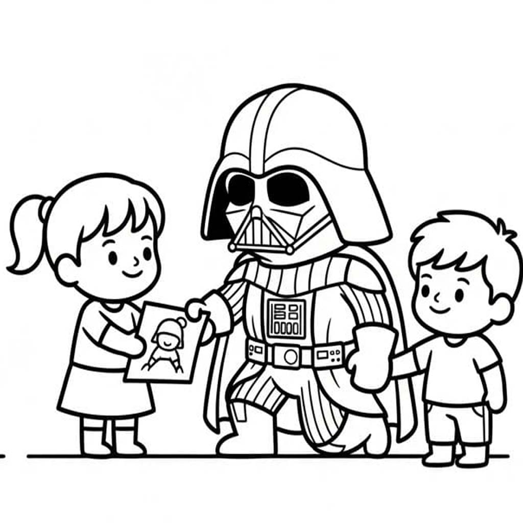 ダース・ベイダー 描画 ぬりえ