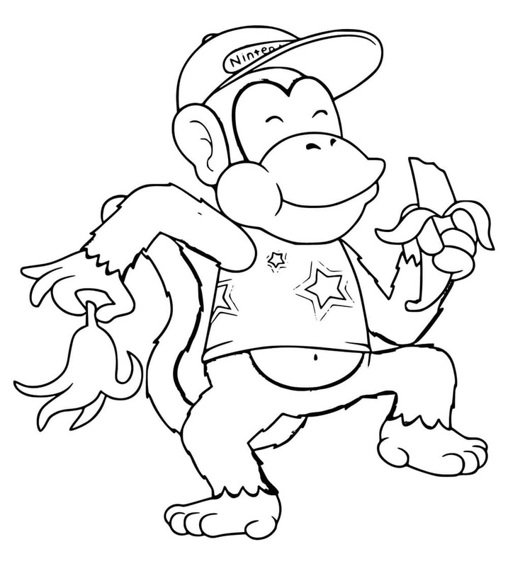 ディディーコング バナナを食べる ぬりえ