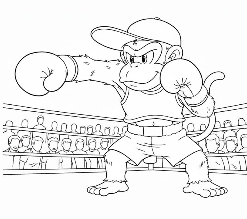 ディディーコング ボクシング ぬりえ