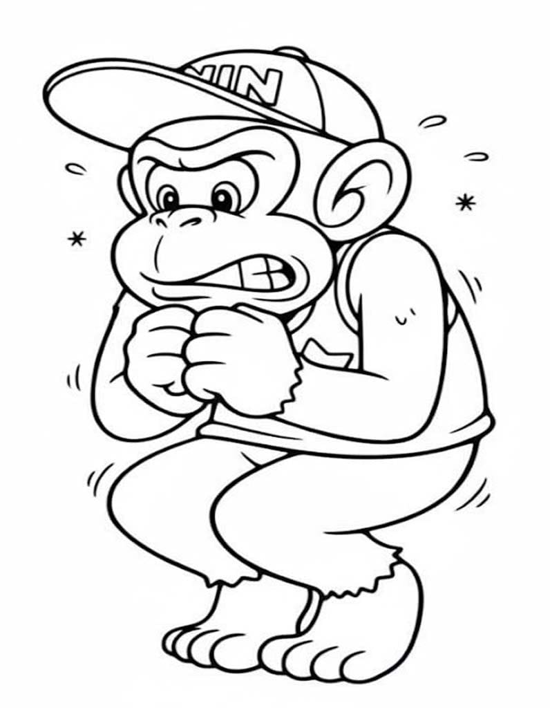 ディディーコング 怖がった ぬりえ