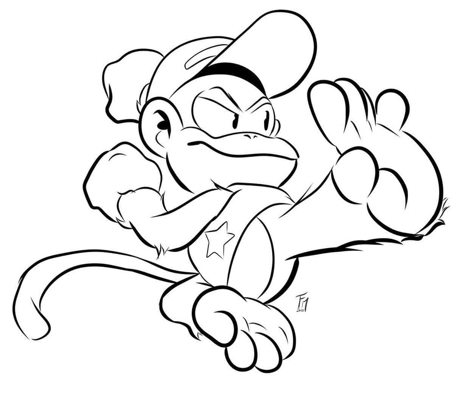 ディディーコング 無料 ぬりえ