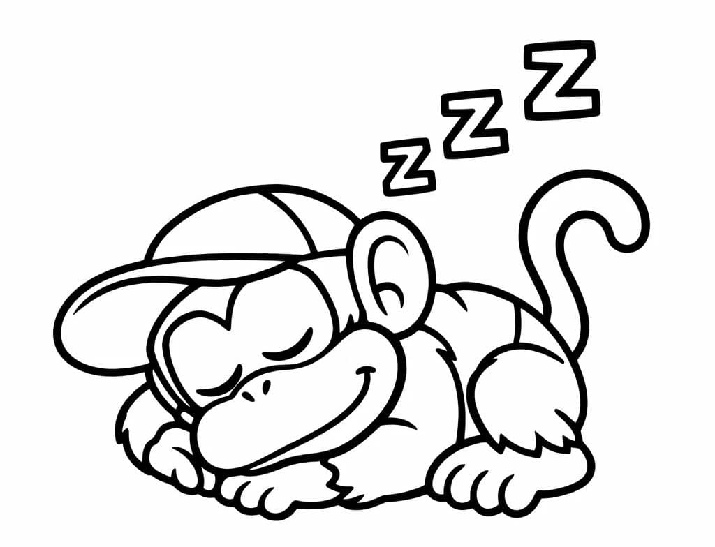 ディディーコング 寝る ぬりえ