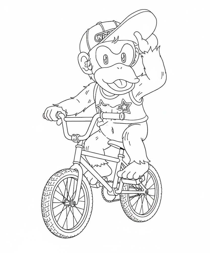 ディディーコング サイクリング ぬりえ