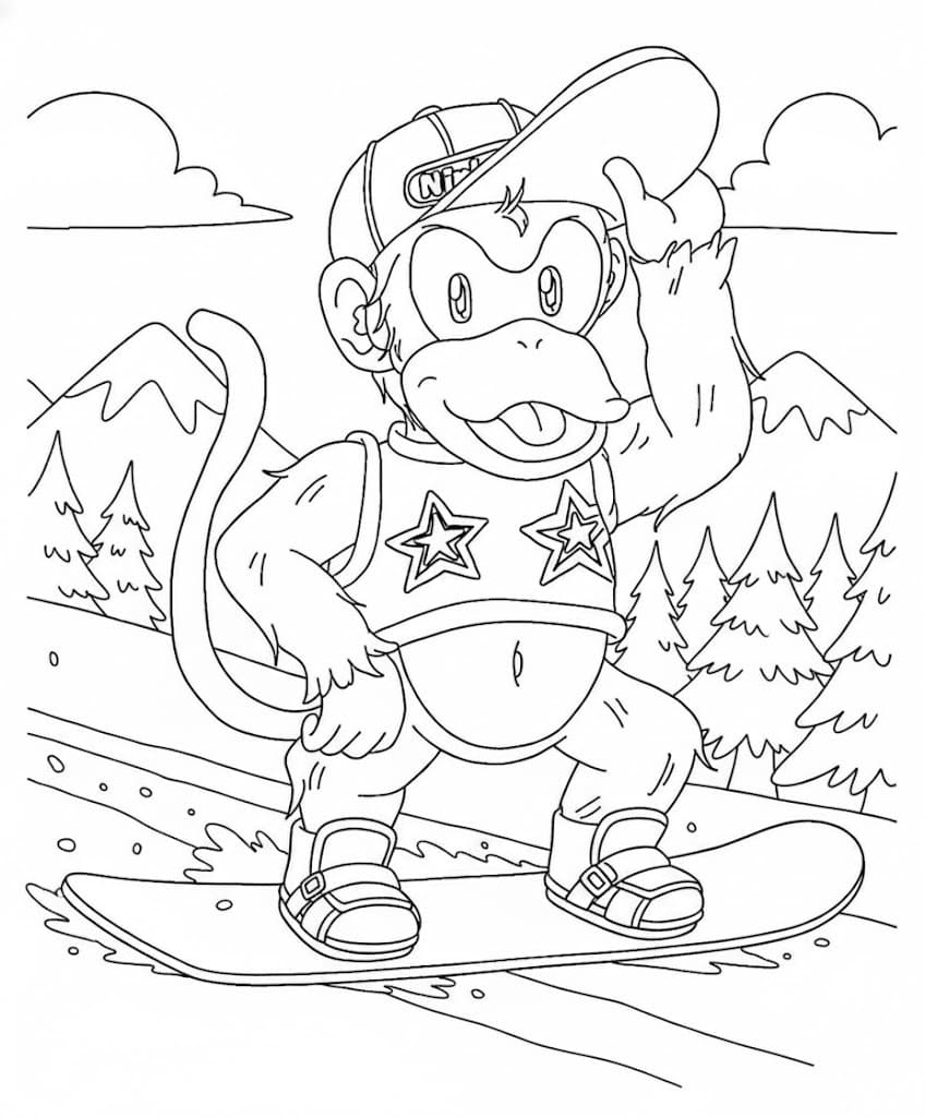 ディディーコング スキー ぬりえ