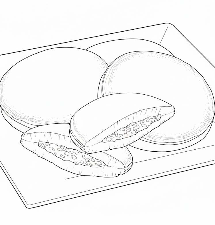 どら焼き 描画 ぬりえ
