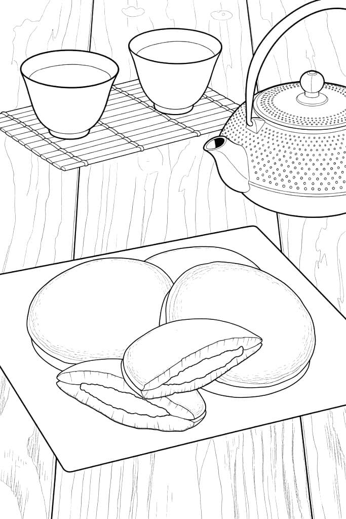 どら焼き 印刷可能 ぬりえ