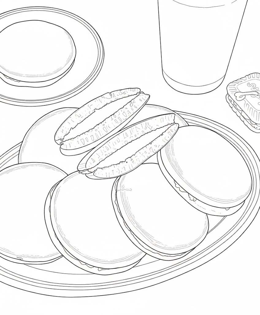 どら焼き 描く ぬりえ