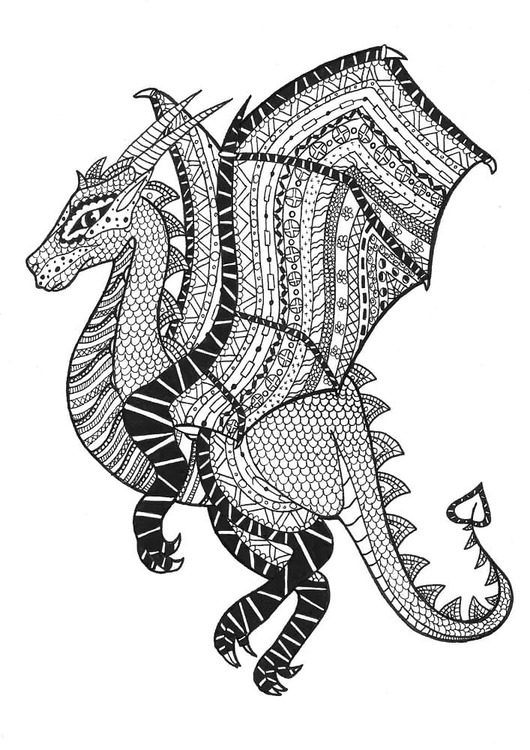 ドラゴンのゼンタングル ぬりえ