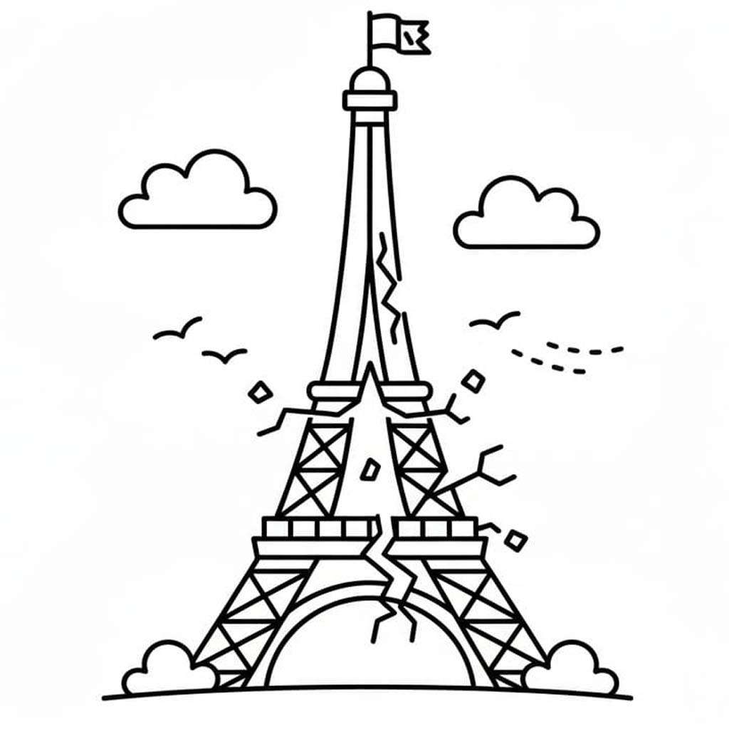 エッフェル塔 印刷 ぬりえ