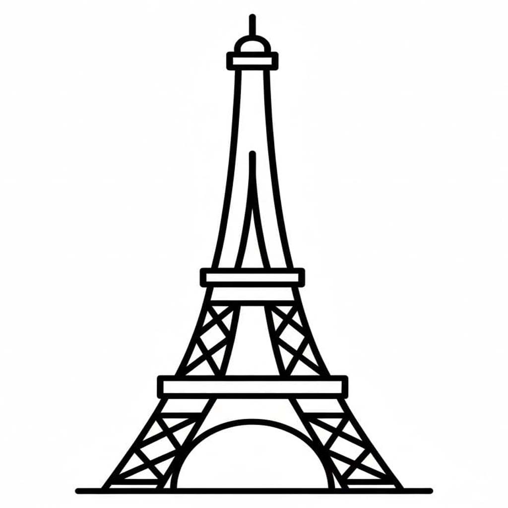 エッフェル塔 基本的な ぬりえ