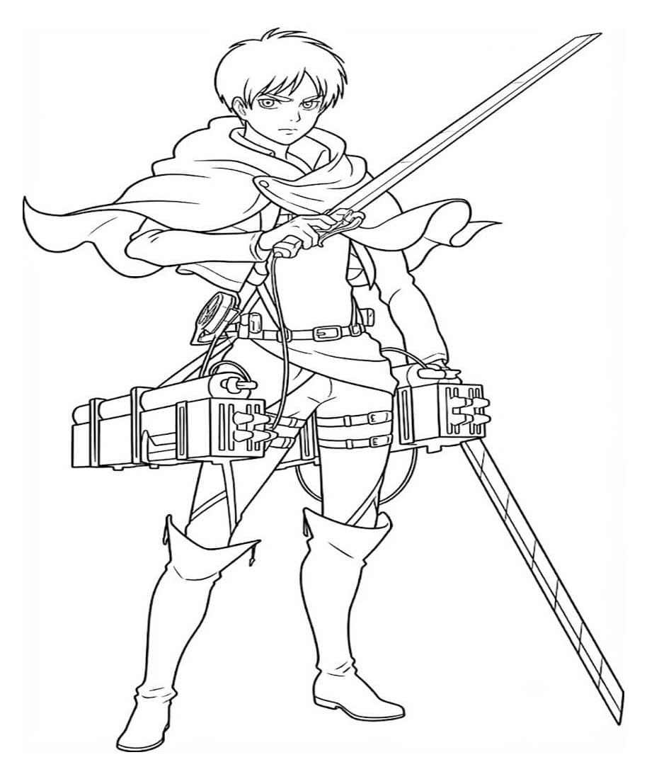 エレン・イェーガー 描画 ぬりえ