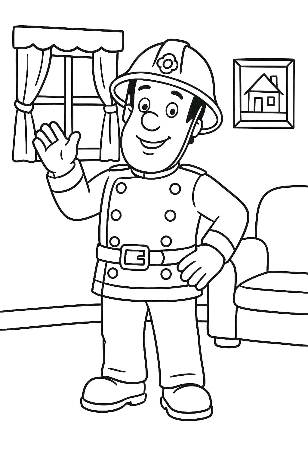 ファイヤーマンサム 簡単 ぬりえ