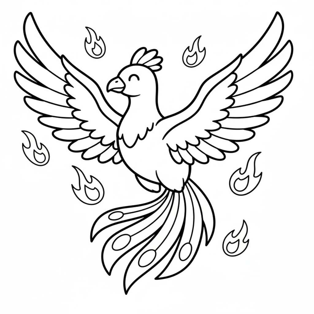 フェニックス 描画 ぬりえ
