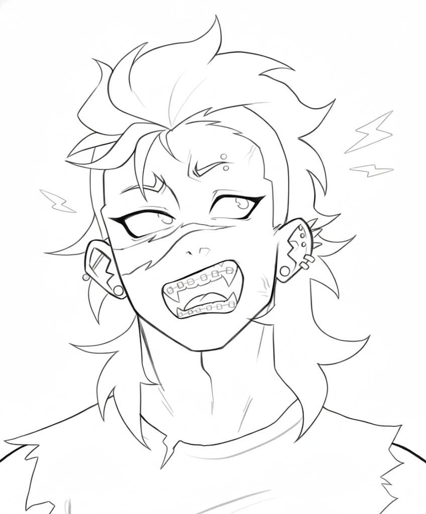 不死川玄弥 基本的な ぬりえ