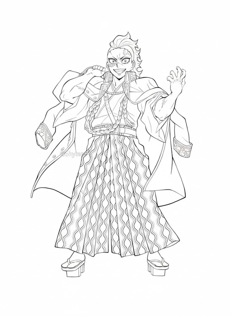 不死川玄弥 無料で ぬりえ