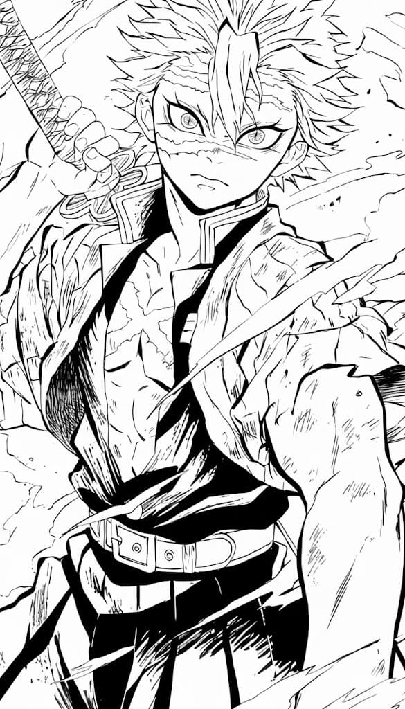 不死川実弥 3 ぬりえ