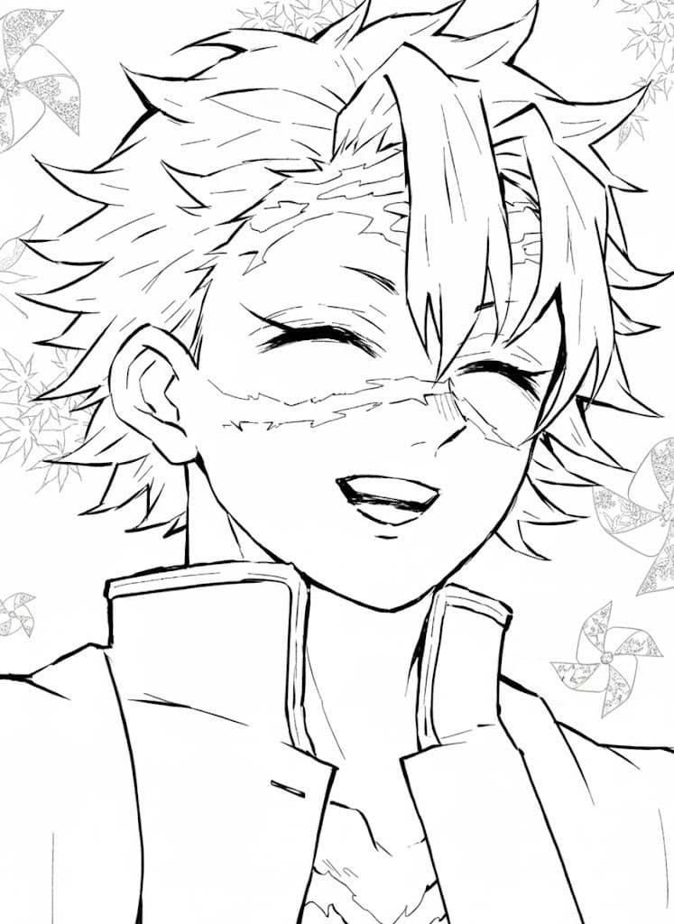 不死川実弥 4 ぬりえ