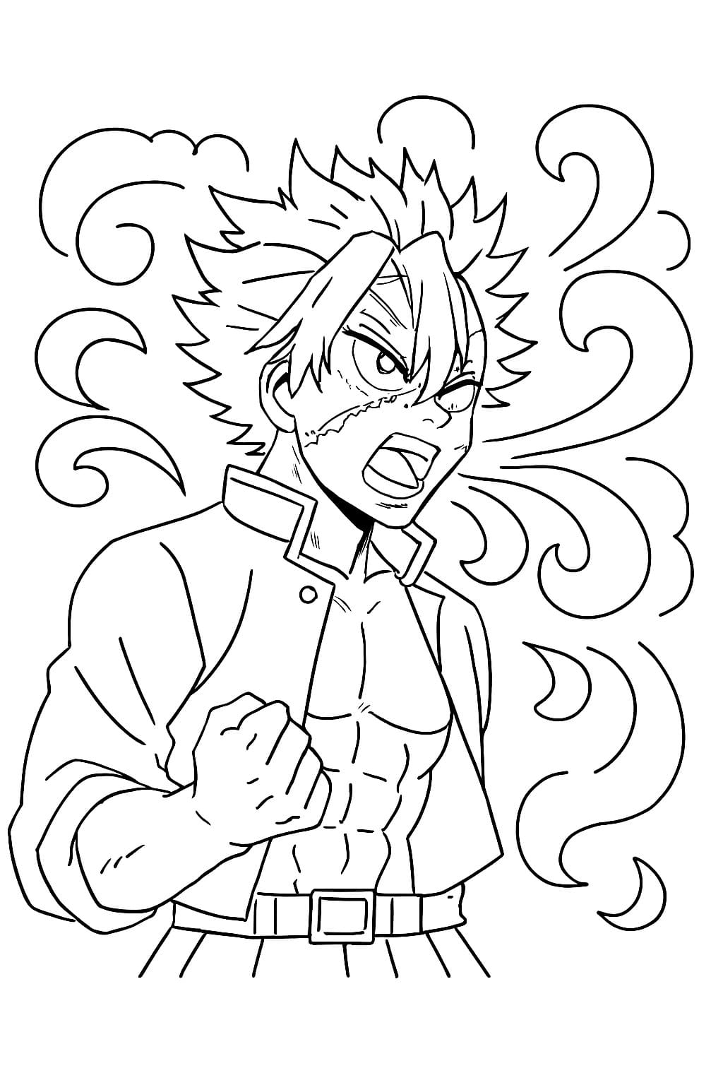 不死川実弥 無料 ぬりえ