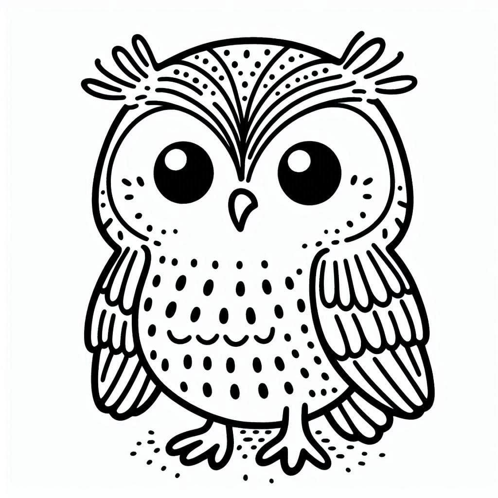 フクロウ描く ぬりえ