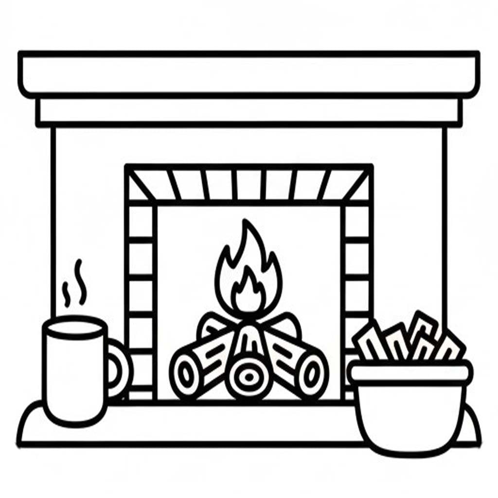 古い暖炉 ぬりえ