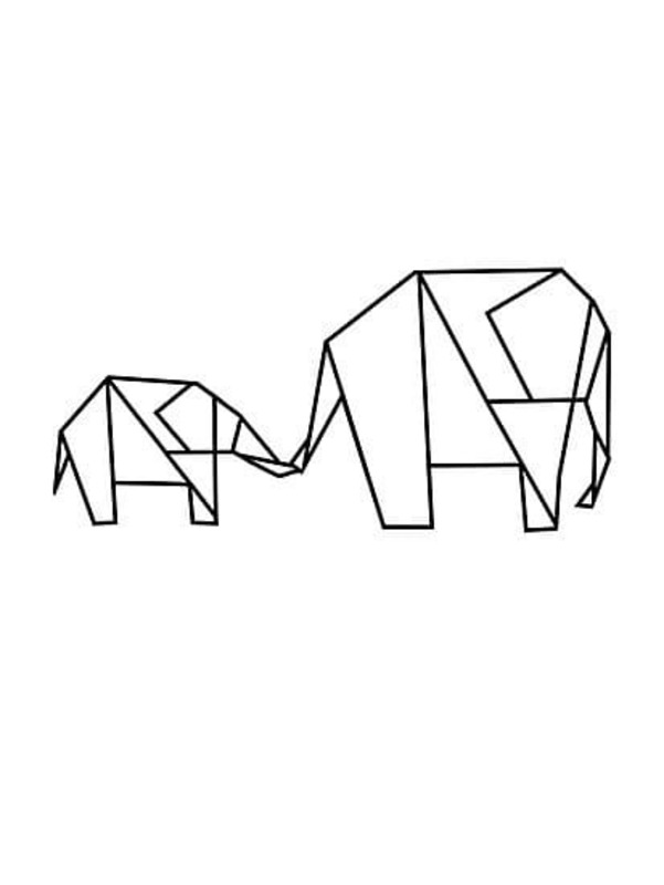 二つ おりがみ ゾウ ぬりえ