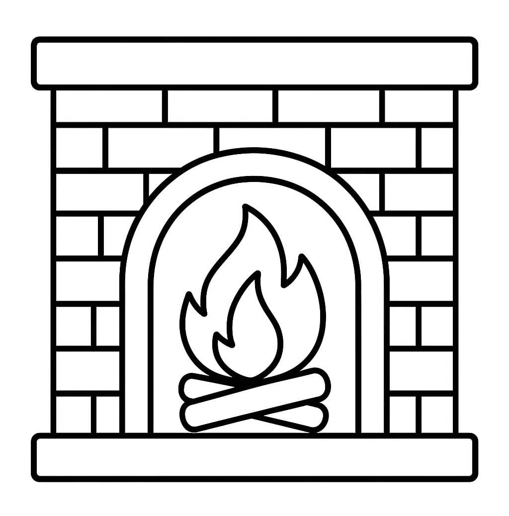 冬の暖炉 ぬりえ