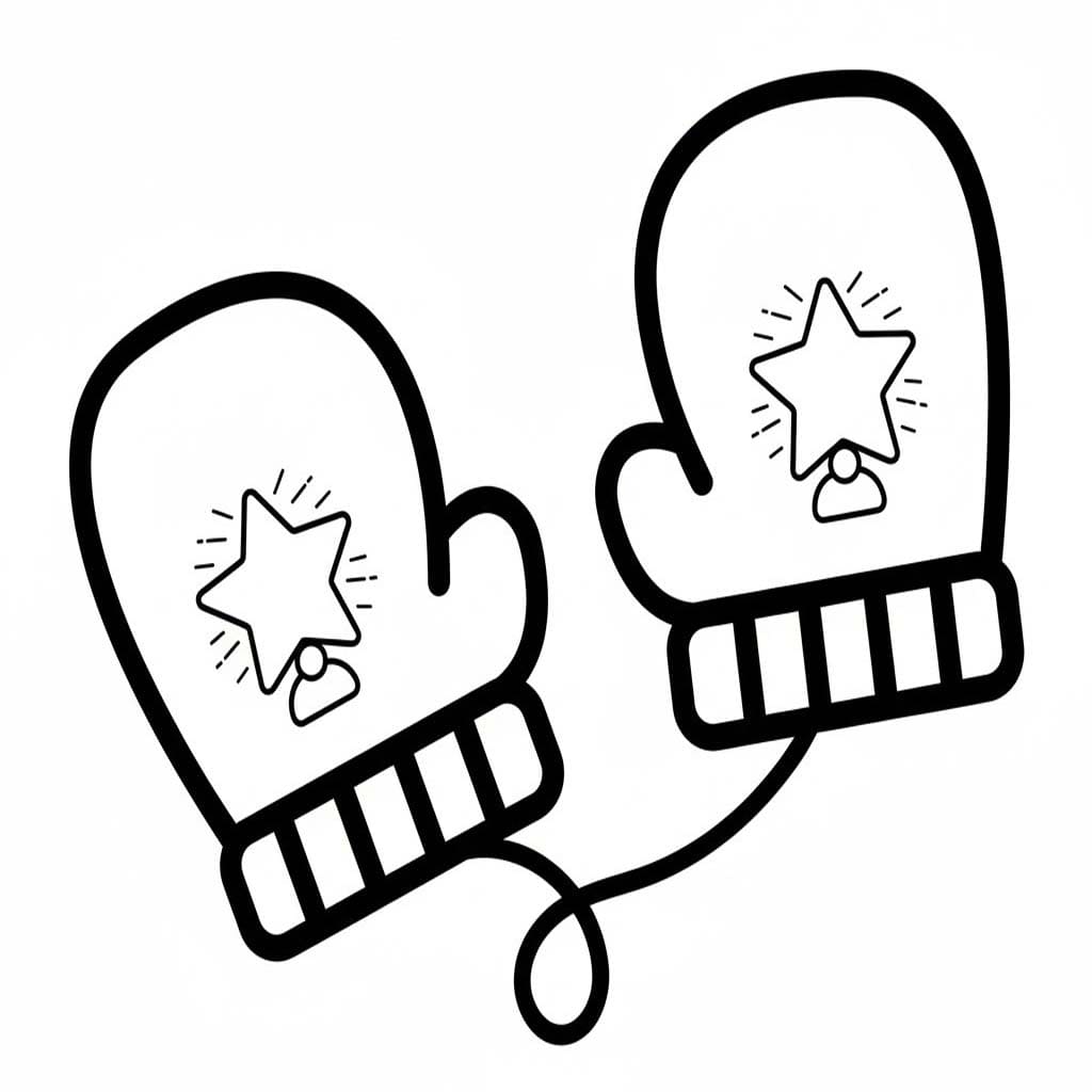 冬のミトン ぬりえ