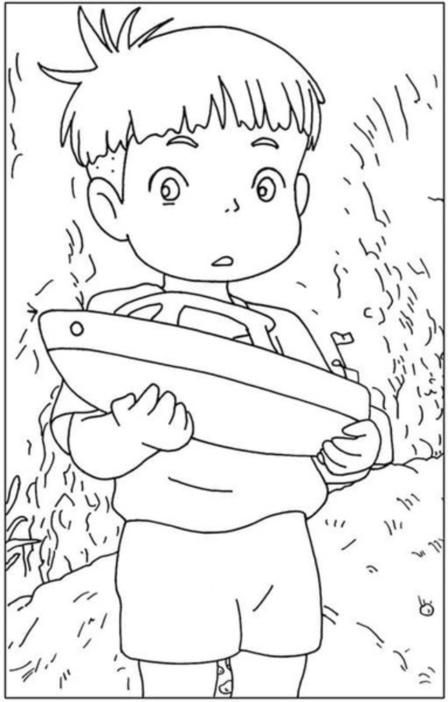 崖の上のポニョ描く ぬりえ