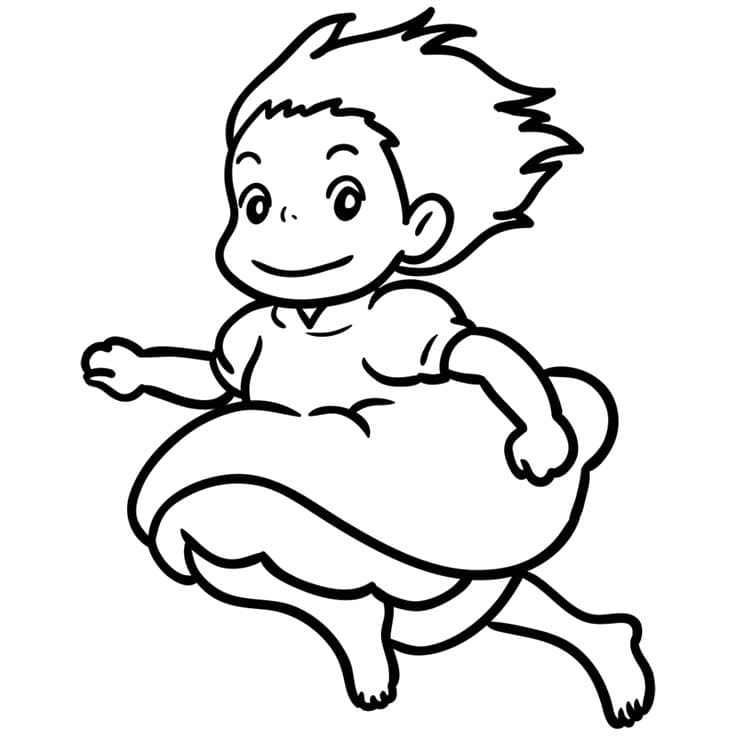 崖の上のポニョ 簡単に描く ぬりえ