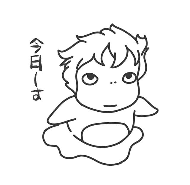 崖の上のポニョ 簡単 ぬりえ
