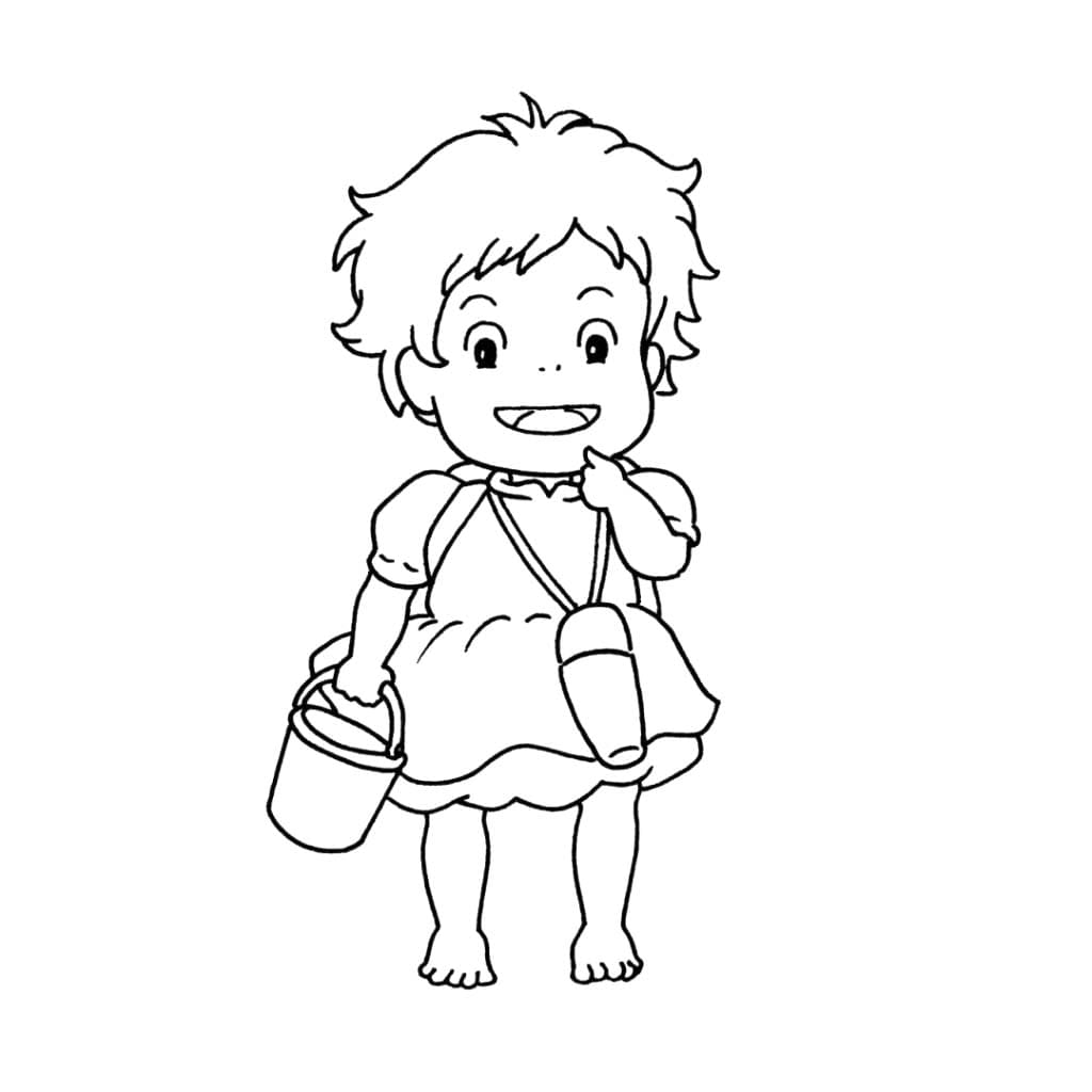 崖の上のポニョ かわいい絵を描く ぬりえ