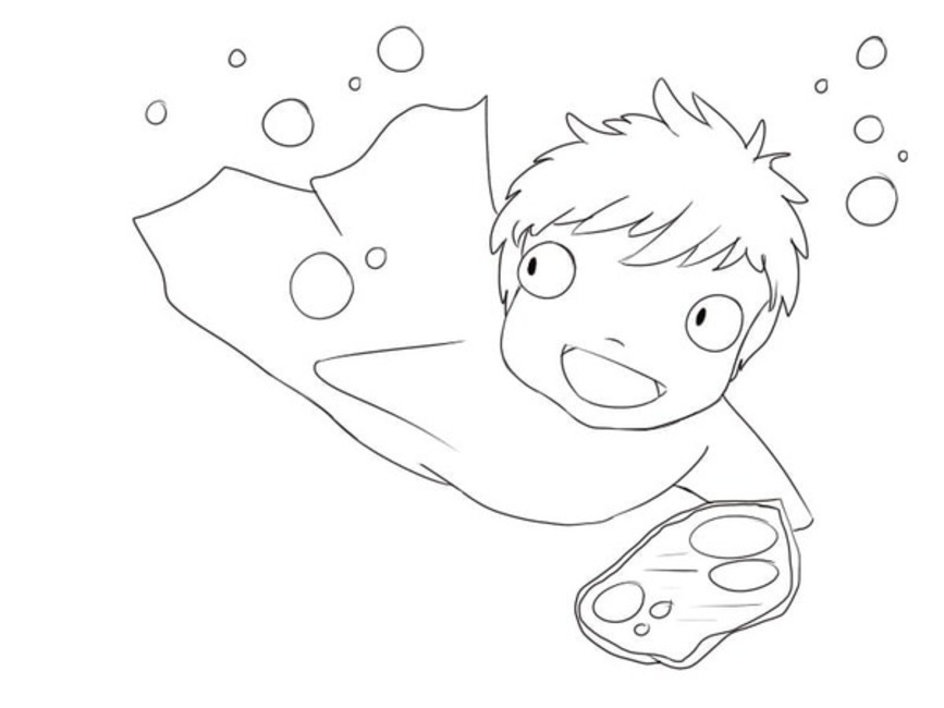 崖の上のポニョ 無料の基本 ぬりえ