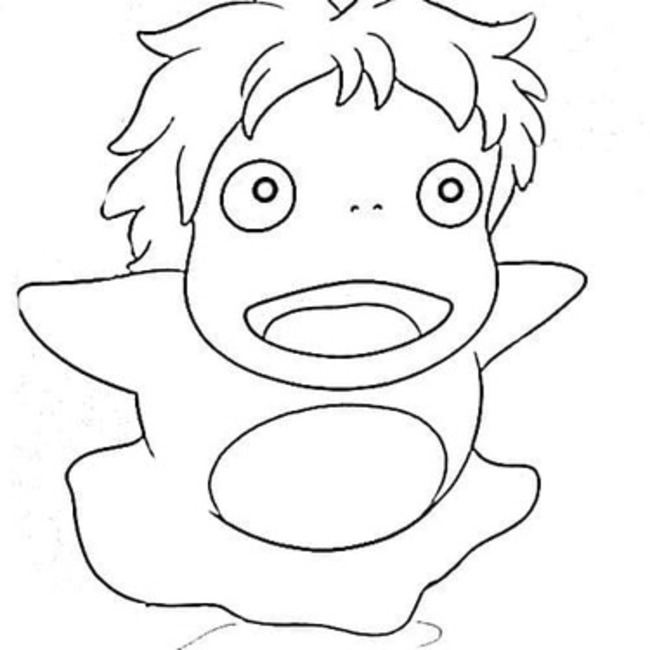 崖の上のポニョ 面白い ぬりえ