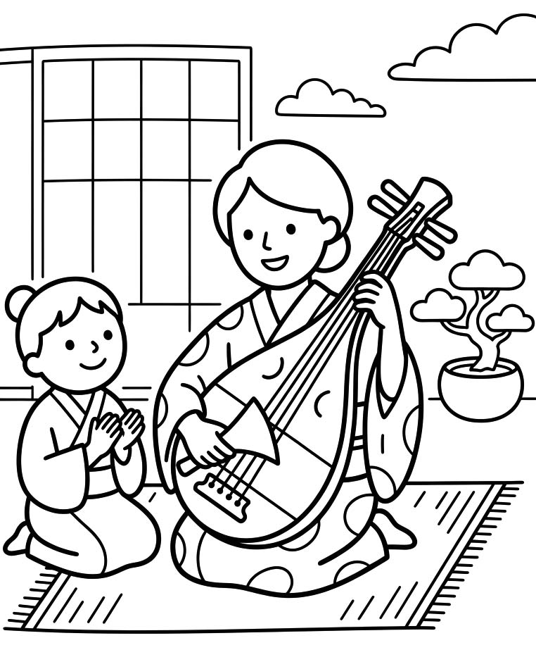 画像 琵琶 無料で印刷可能 ぬりえ