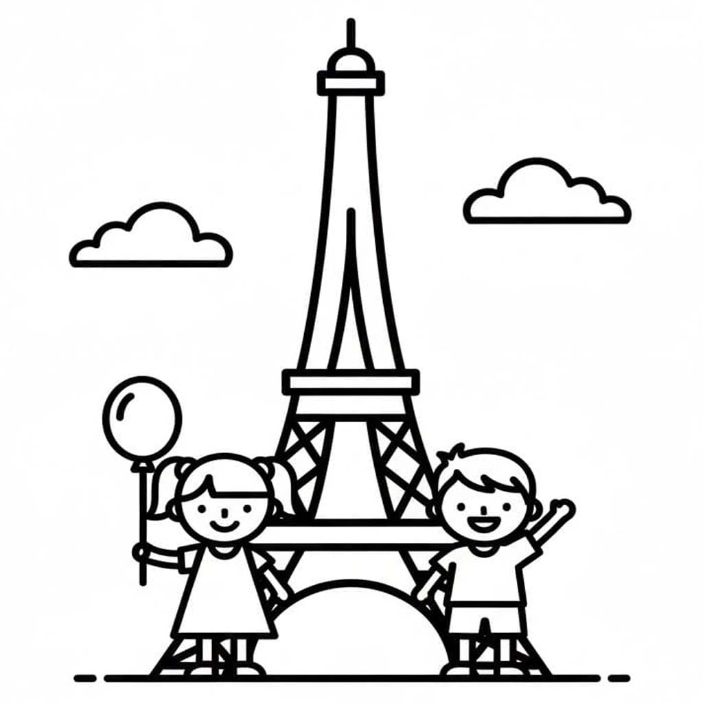 画像 エッフェル塔 簡単 ぬりえ