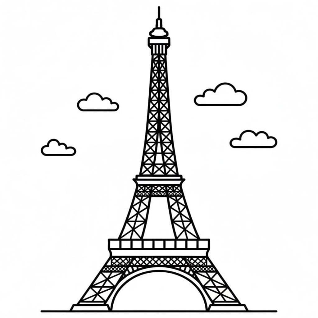 画像 エッフェル塔 基本的な ぬりえ